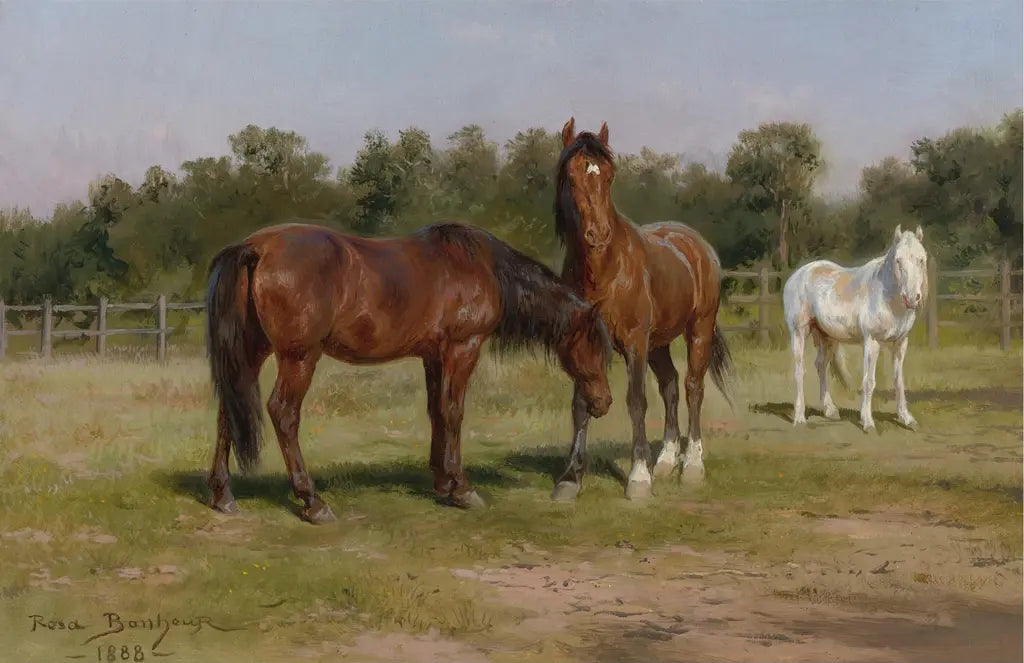 Three Horses in a Landscape, peinture de Rosa Bonheur