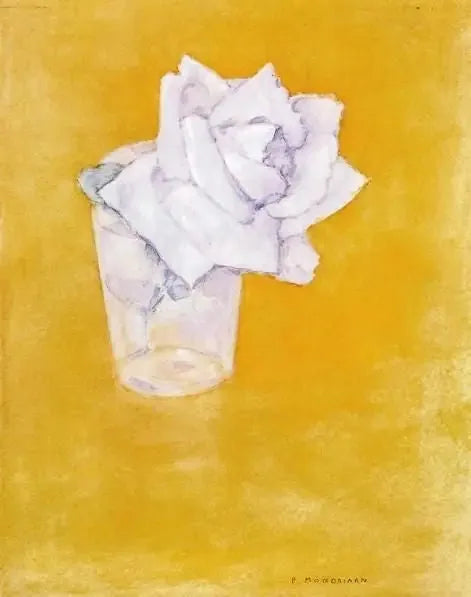 Rosa bianca in un bicchiere - Piet Mondrian