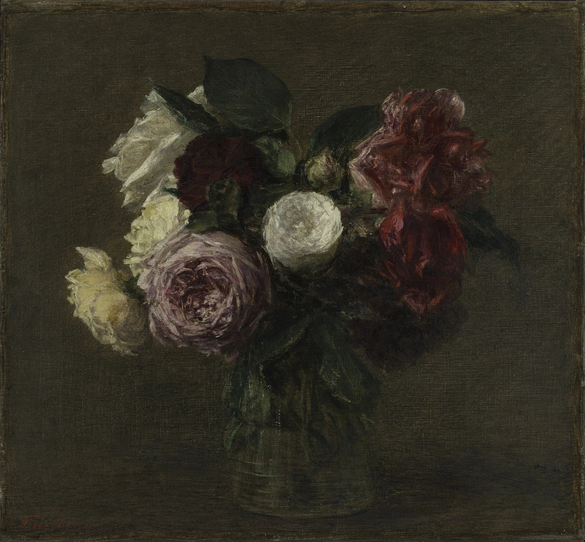 Roses dans un vase - Henri Fantin-Latour image 1 copie peinte à la main à l’huile