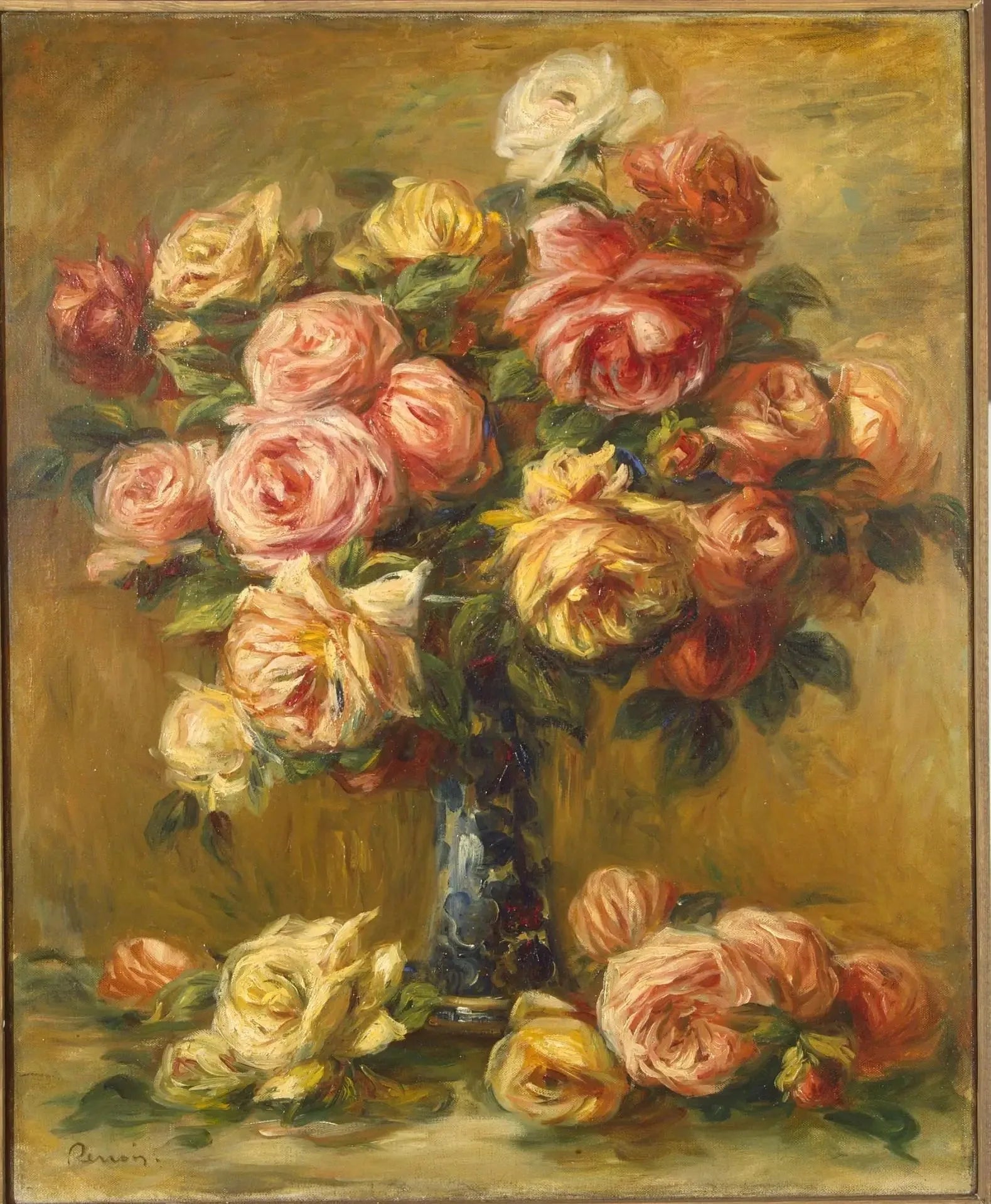 Roses dans un vase - Pierre-Auguste Renoir image 1 reproduction artisanale de tableau