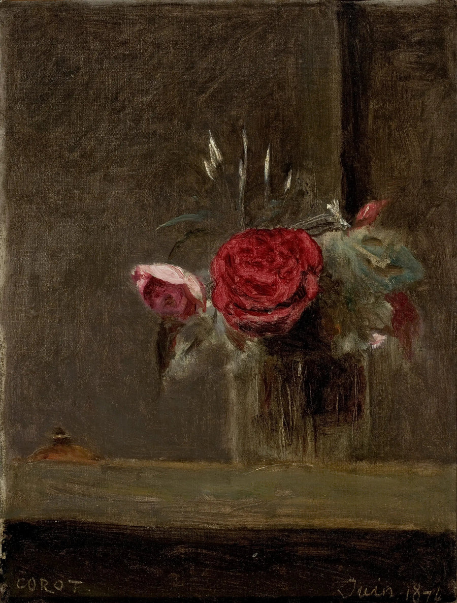 Rose in un bicchiere - Jean-Baptiste Camille Corot