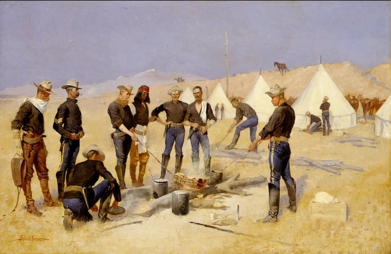 Rôtir le bœuf de Noël dans un camp de cavalerie - Frederic Remington