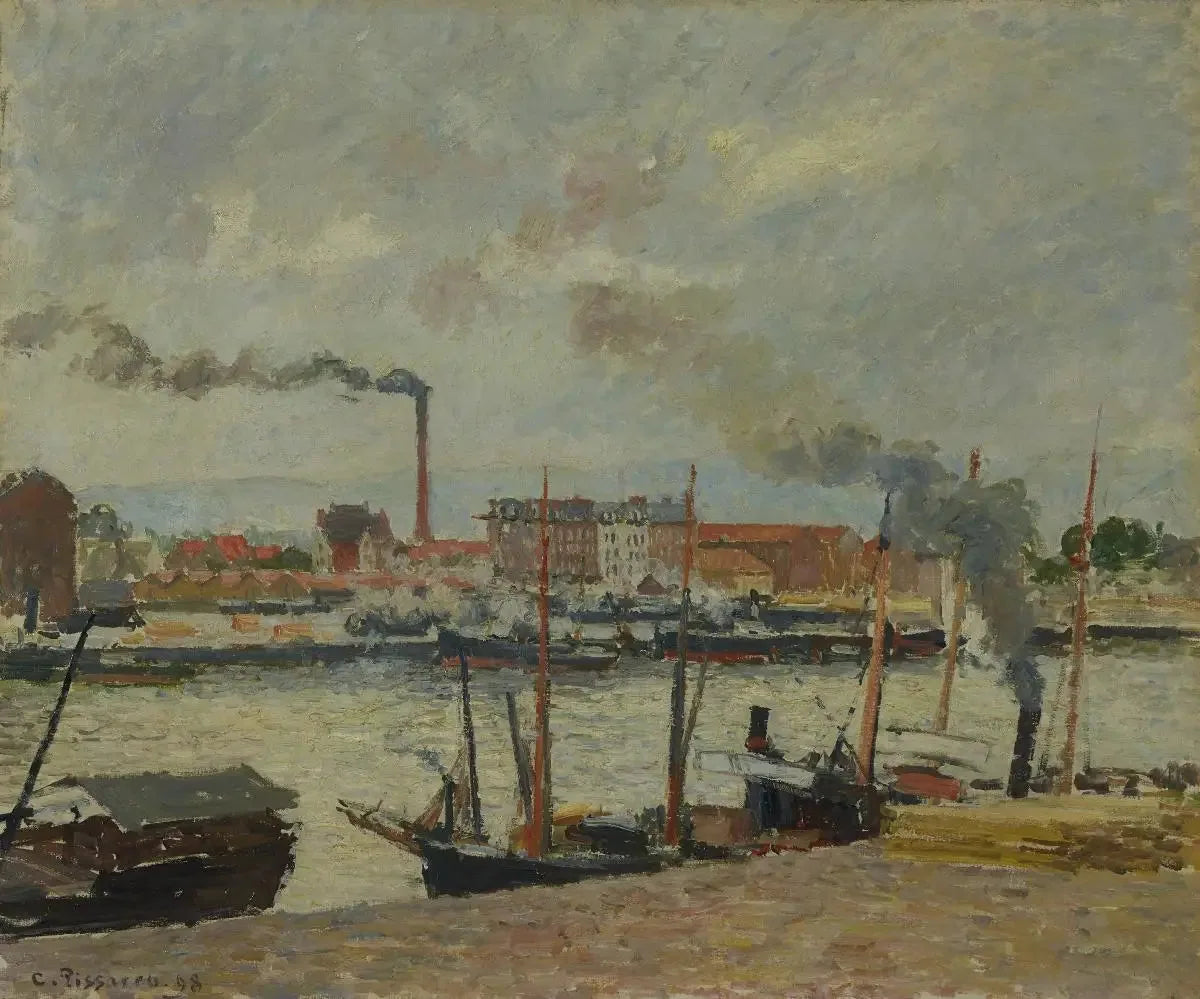 Rouen. Quai de la Bourse, pluie - Camille Pissarro image 1 copie peinte à la main à l’huile
