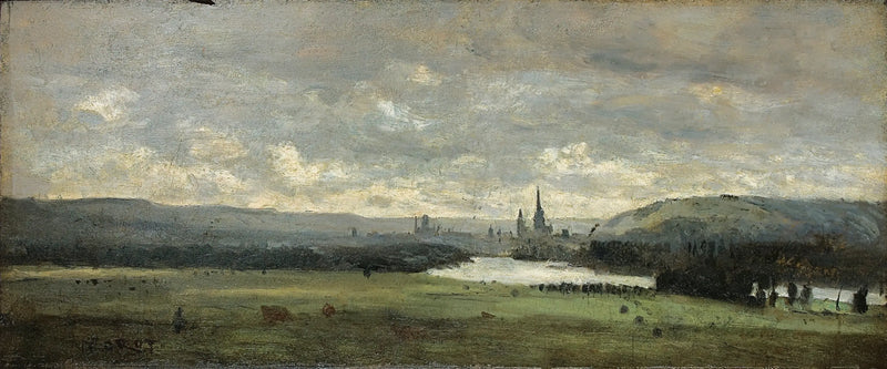 Rouen, una vista panoramica della Senna in primo piano - Jean-Baptiste Camille Corot