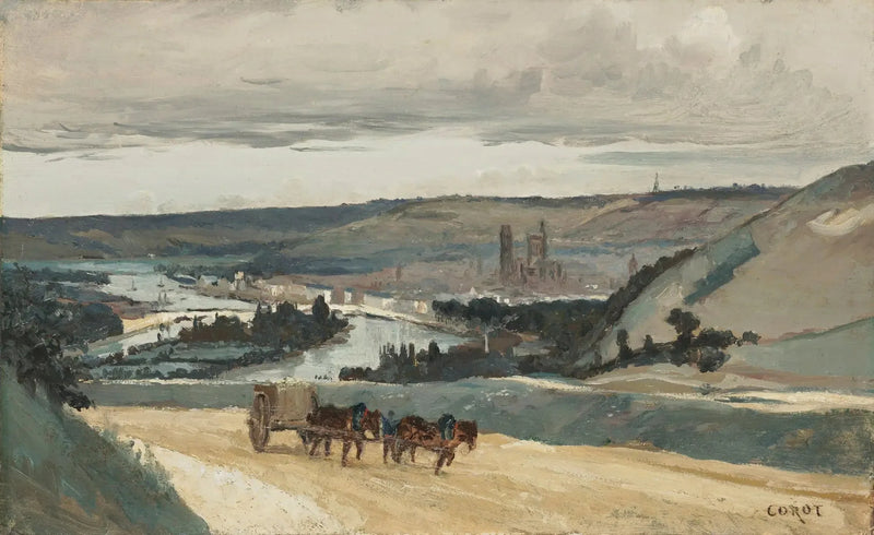 Rouen, vista delle colline che dominano la città - Jean-Baptiste Camille Corot