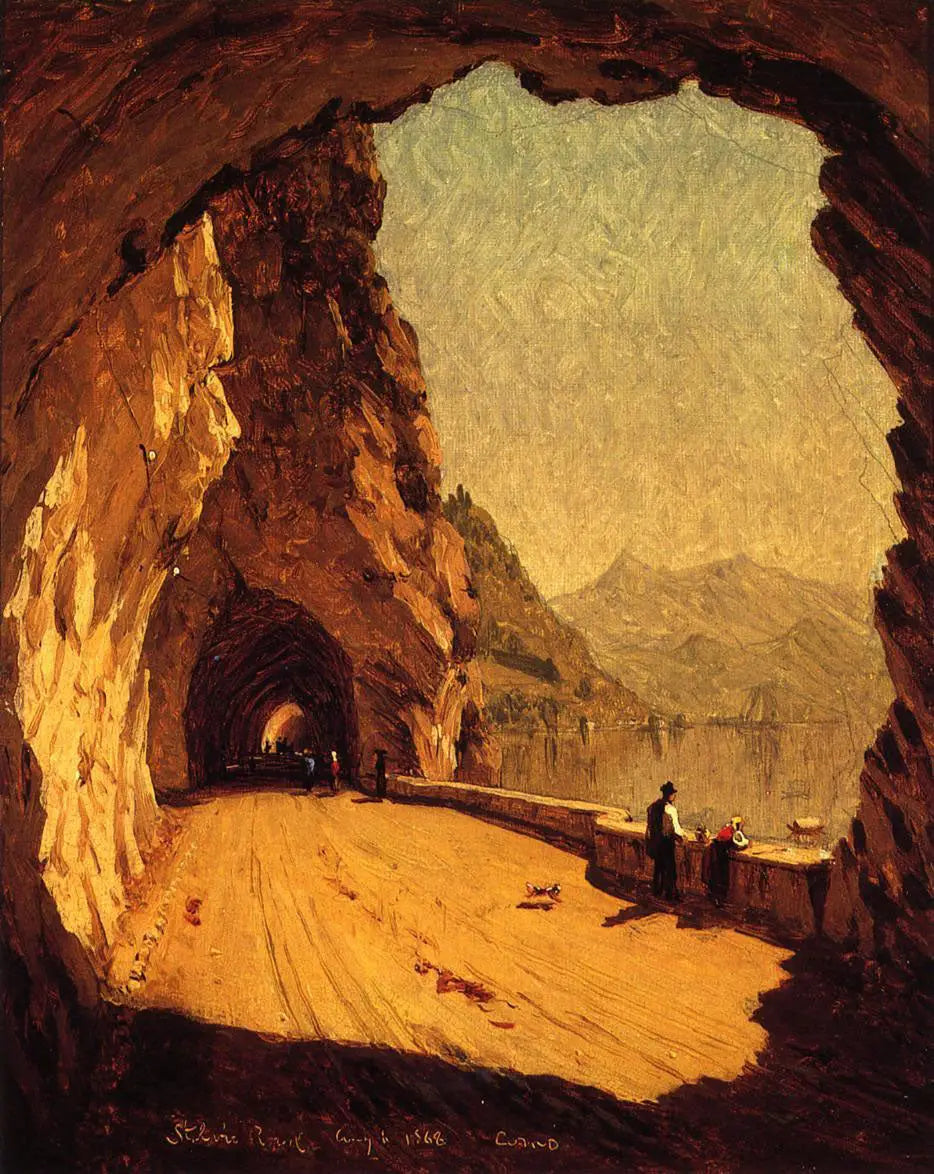 Route du Stelvio au bord du lac de Côme - Sanford Robinson Gifford image 1 reproduction artisanale de tableau