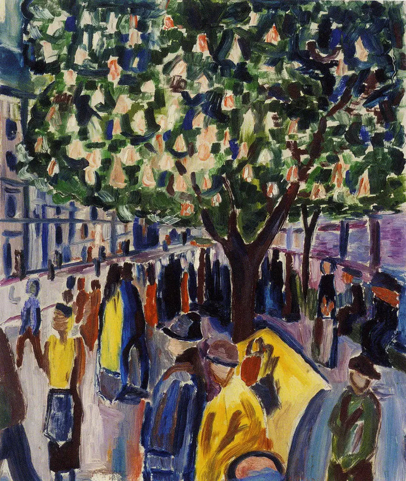 strada con castagno in fiore - Edvard Munch
