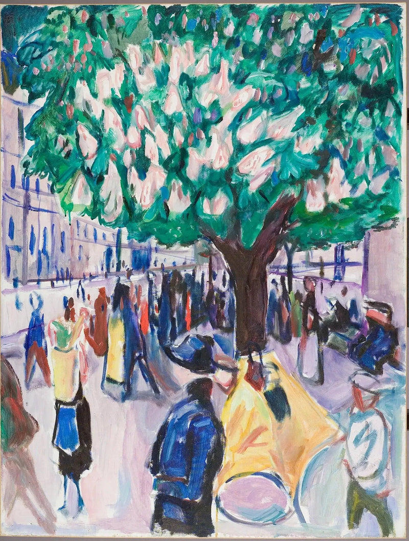 strada con castagno in fiore - Edvard Munch