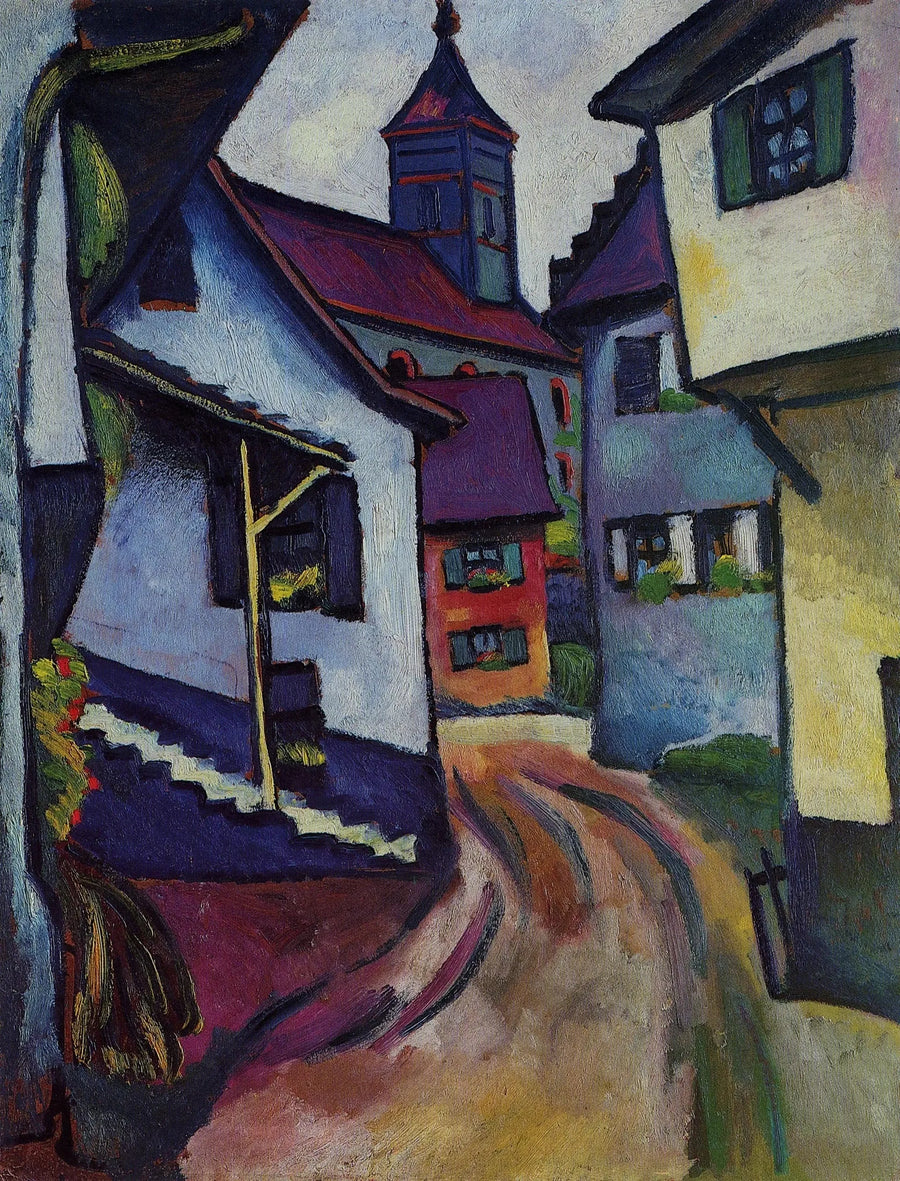 Via con chiesa a Kandern - August Macke