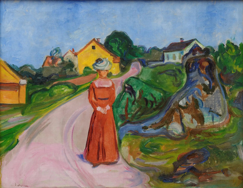 via di Åsgårdstrand e Donna in abito rosso - Edvard Munch
