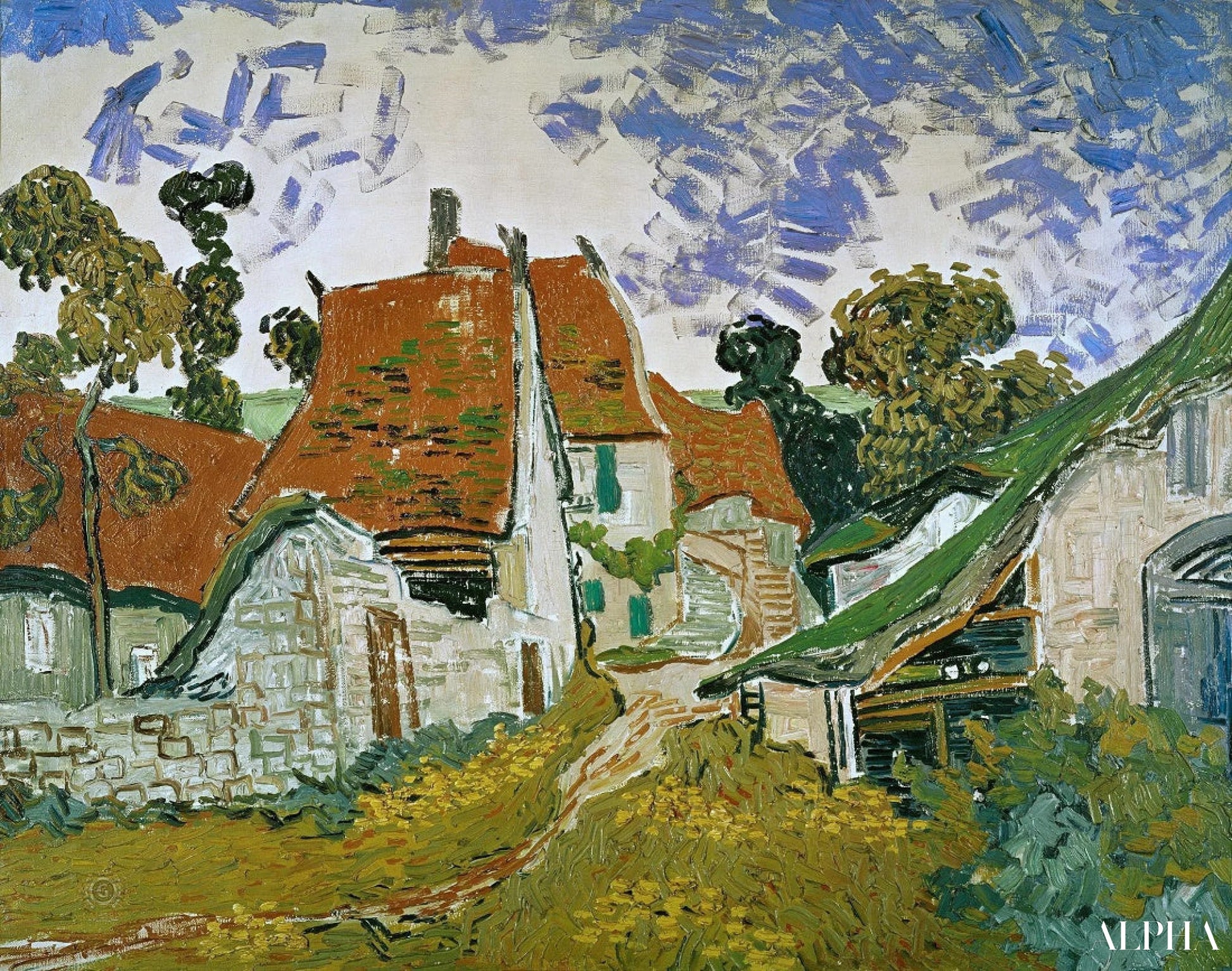 Via del villaggio ad Auvers - Van Gogh - Riproduzioni di quadri e dipinti di alta gamma