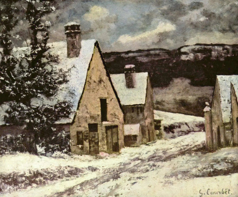 Via del villaggio in inverno - Gustave Courbet