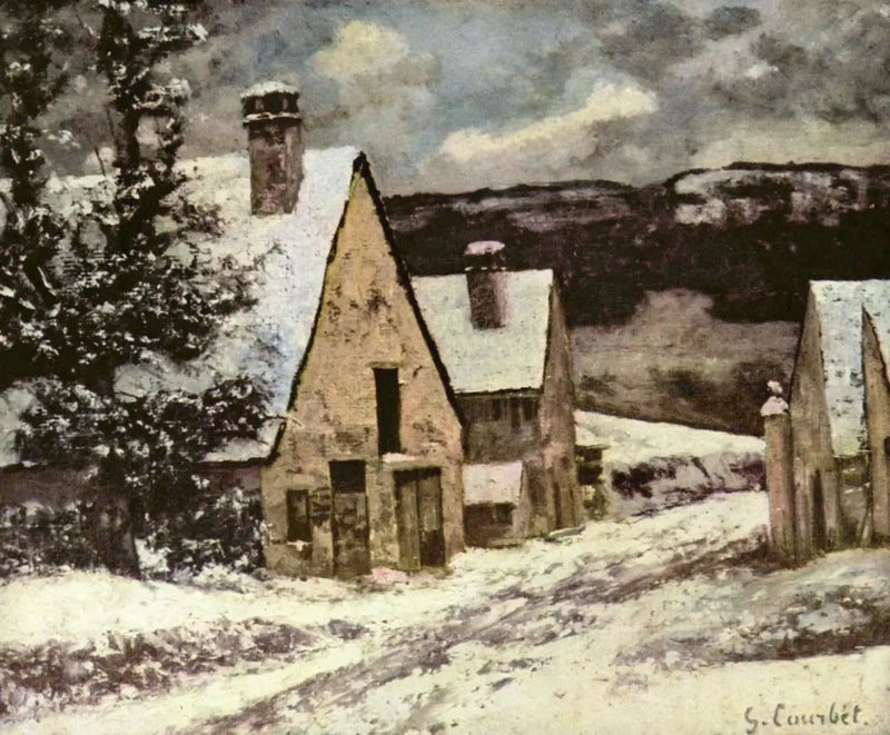 Via del villaggio in inverno - Gustave Courbet