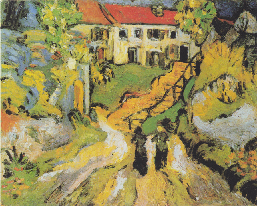 Via del villaggio e scale ad Auvers con due personaggi - Vincent van Gogh