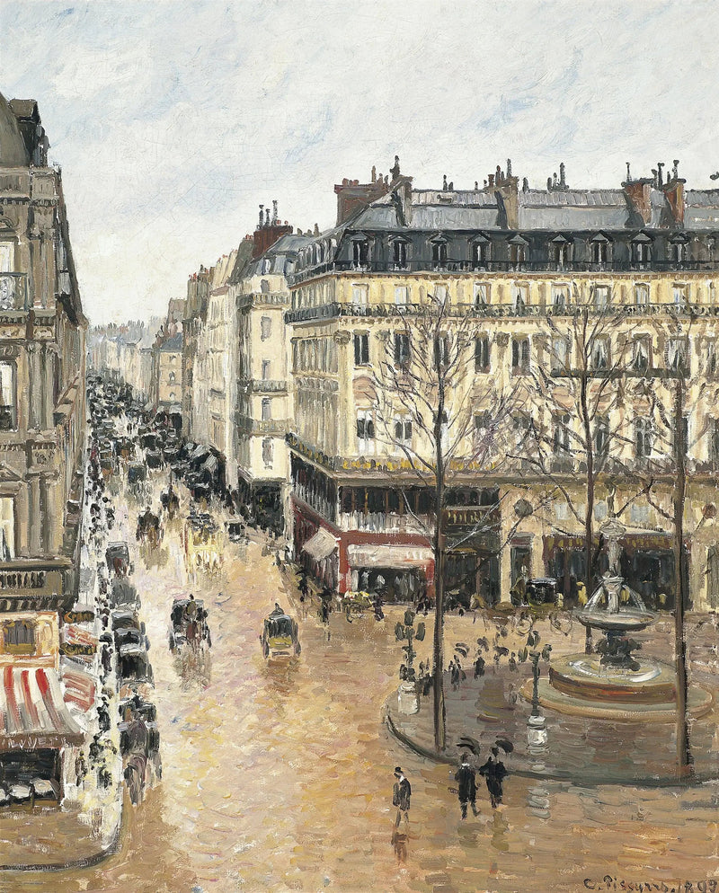 Rue Saint-Honoré, Pomeriggio, Effetto di Pioggia - Camille Pissarro