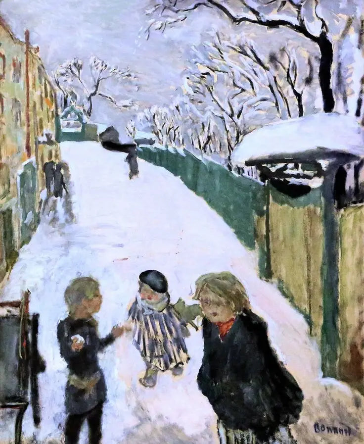 Via sotto la neve con gioco di bambini - Pierre Bonnard