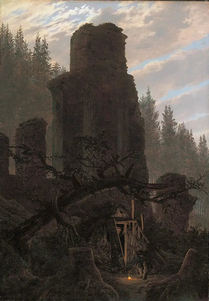 Rovine al crepuscolo (Rovina della chiesa nella foresta) - Caspar David Friedrich