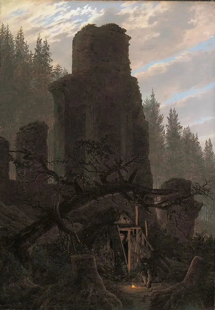 Rovine al crepuscolo (Rovina della chiesa nella foresta) - Caspar David Friedrich