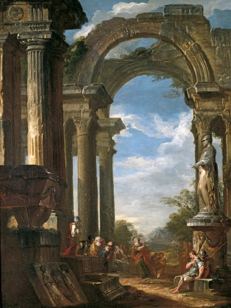 Rovine di un tempio con un apostolo che predica - Giovanni Paolo Panini