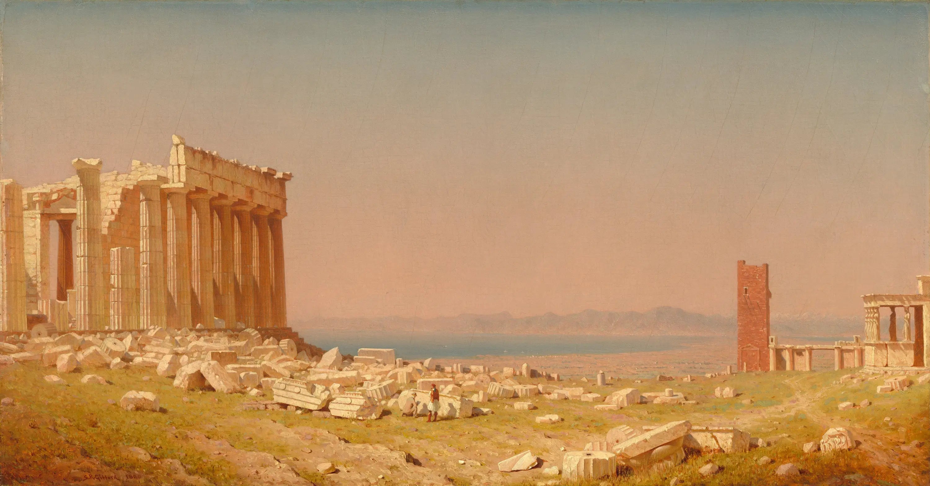 Ruines du Parthénon - Sanford Robinson Gifford image 1 reproduction de peinture à l’huile