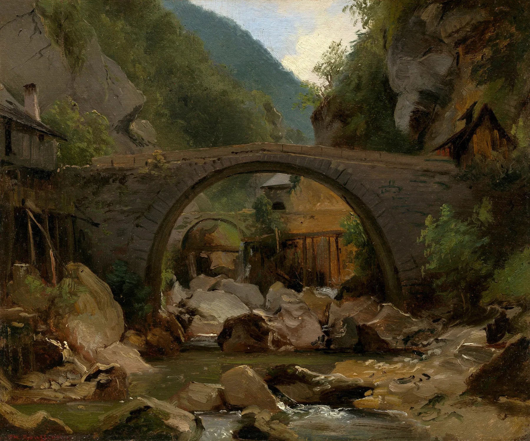 Ruisseau de montagne en Auvergne - Théodore Rousseau image 1 copie de tableau peinte à la main
