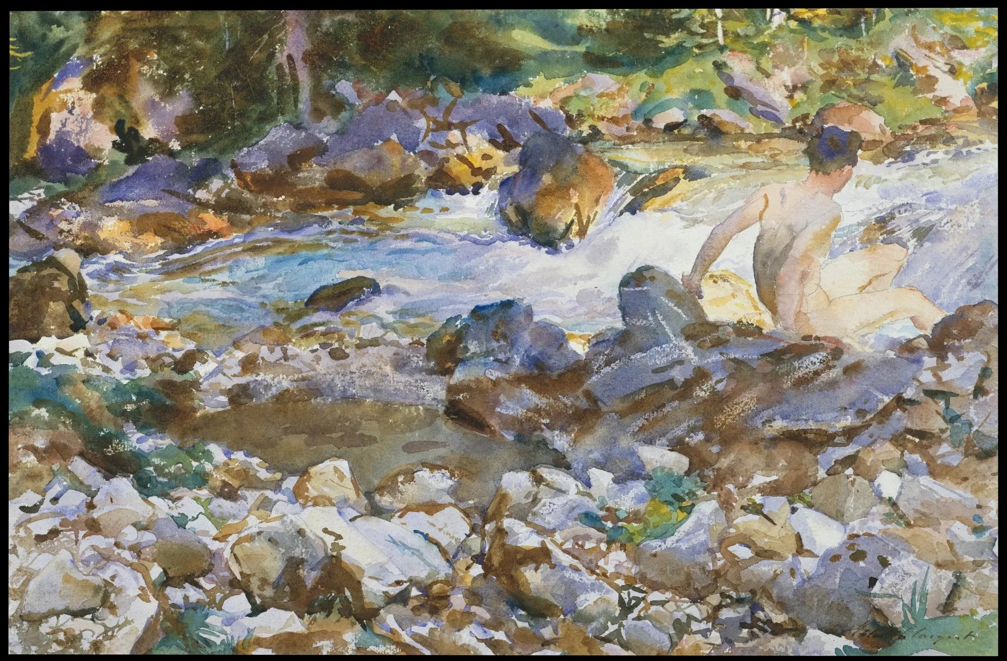 Ruisseau de montagne - John Singer Sargent image 1 tableau peint à l’huile sur toile