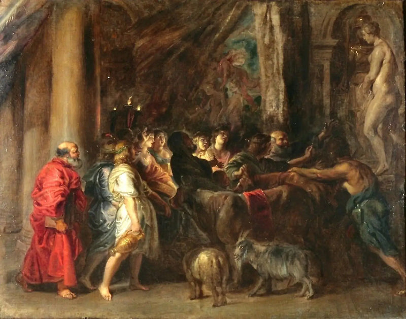 Sacrifice in un tempio (dopo Adam Elsheimer) - Peter Paul Rubens