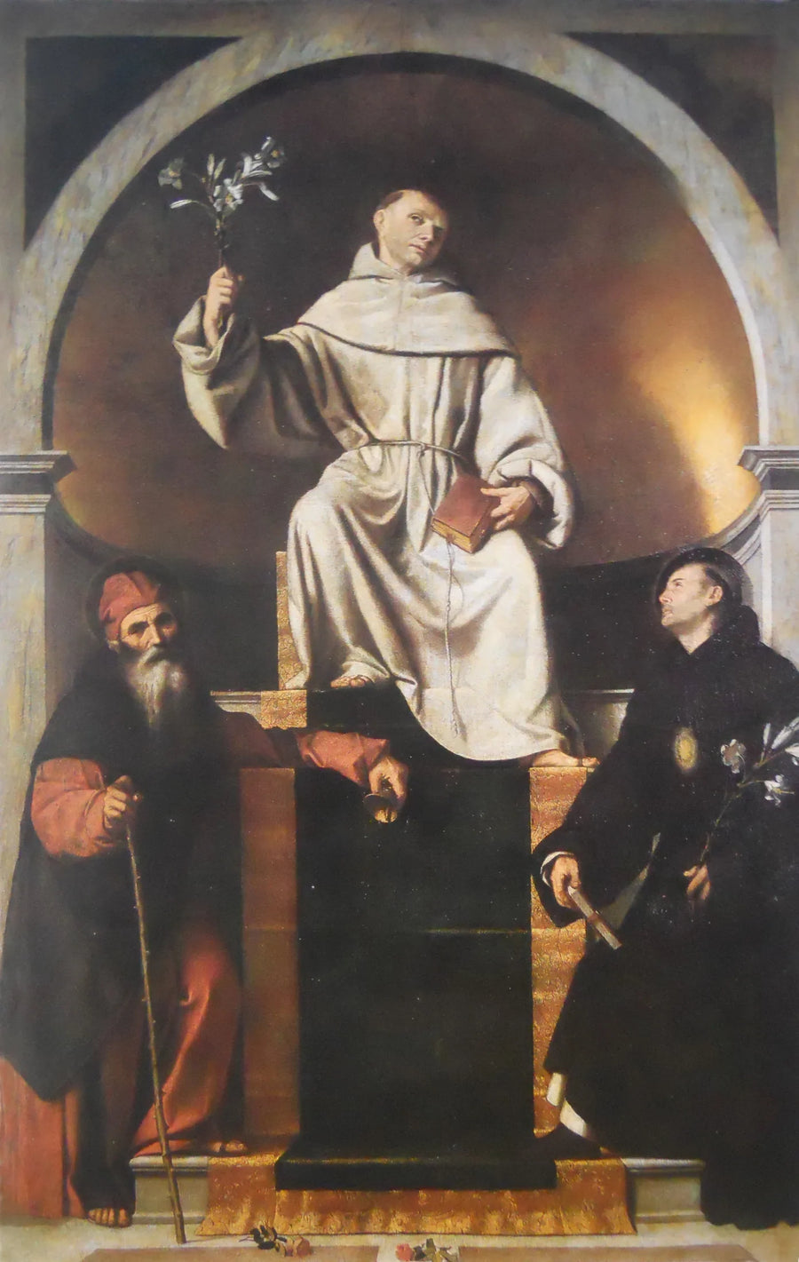 Sant'Antonio di Padova con i santi Antonio l'Abate e Nicola di Tolentino - Alessandro Bonvicino
