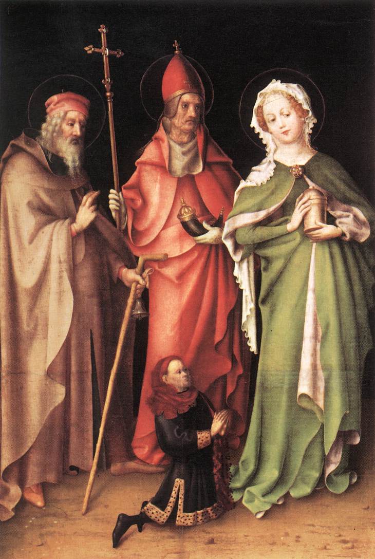 Sant'Antonio l'Ermite, Sant'Corneille e Santa Maria Maddalena con un donatore - Stefan Lochner
