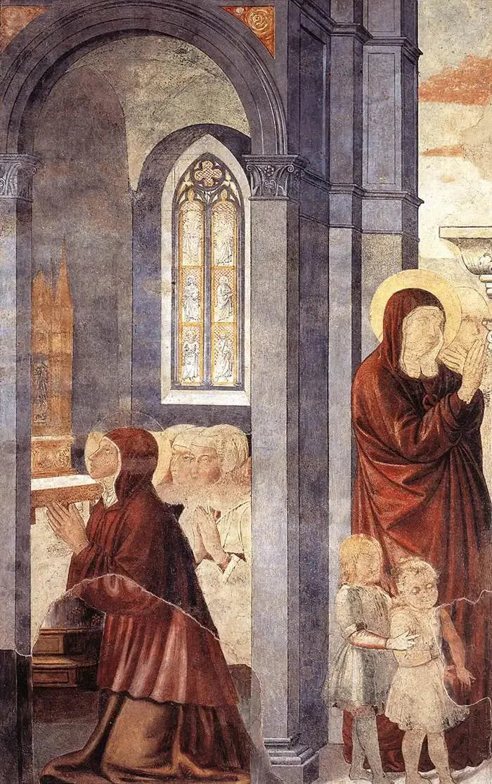 Sant'Agostino che lascia sua madre (scena 3, muro est) - Benozzo Gozzoli