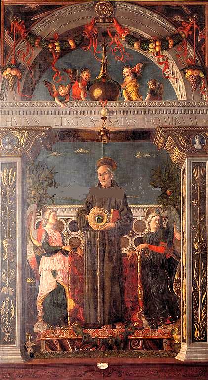 San Bernardino da Siena e due angeli (Mantegna) - Andrea Mantegna