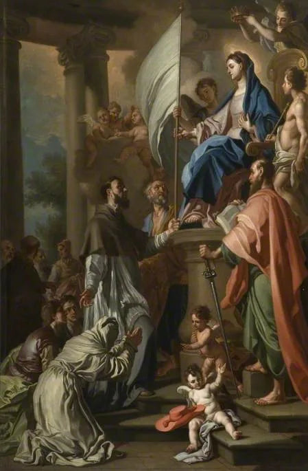San Bonaventura riceve dalla Vergine lo stendardo di San Sepolcro - Francesco Solimena