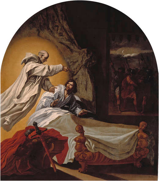 Saint Bruno apparaît à Rogerio Guiscardo, comte des Pouilles et de Calabre - Vincenzo Carducci image 1 copie peinte à la main à l’huile