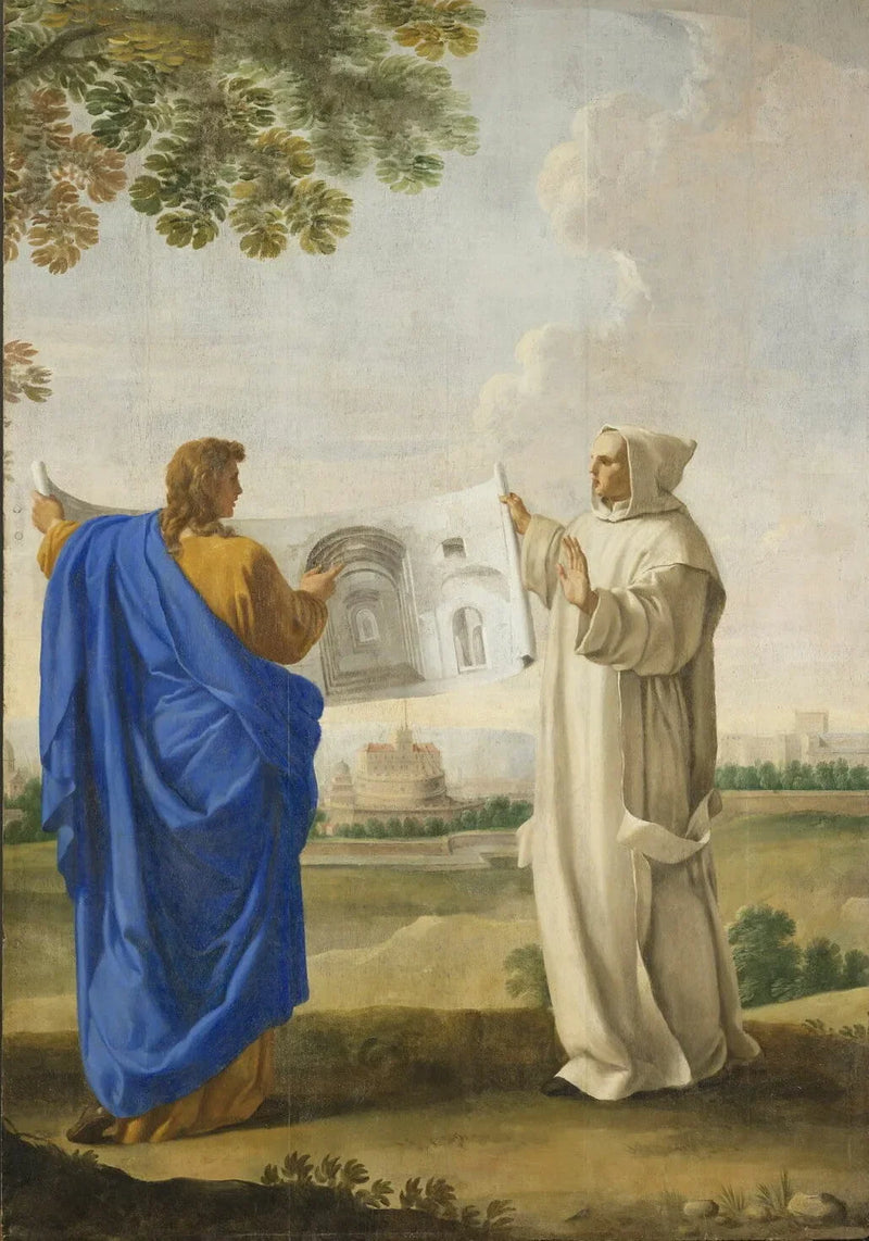 San Bruno esamina un disegno delle terme di Diocletian, sito della futura certosa di Roma - Eustache Le Sueur