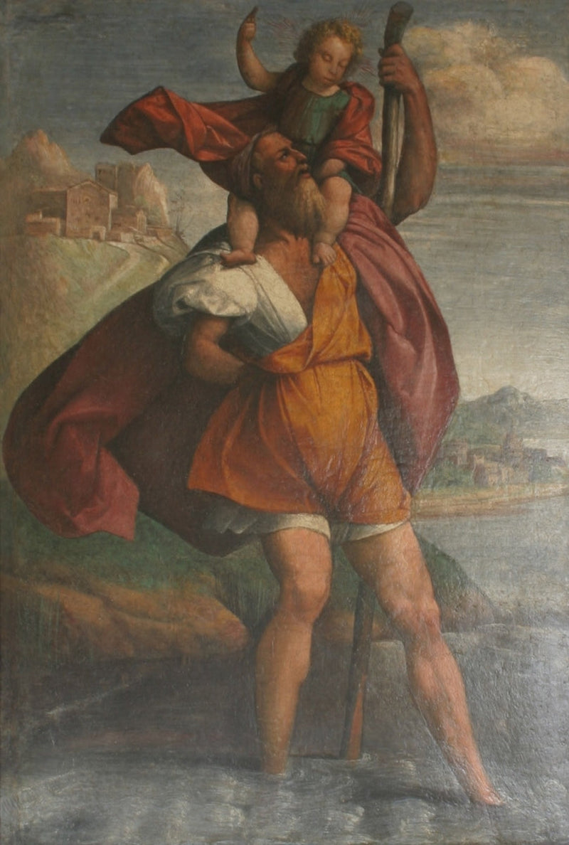 Saint Christophe portant l'Enfant Jésus à travers une rivière - Benvenuto Tisi