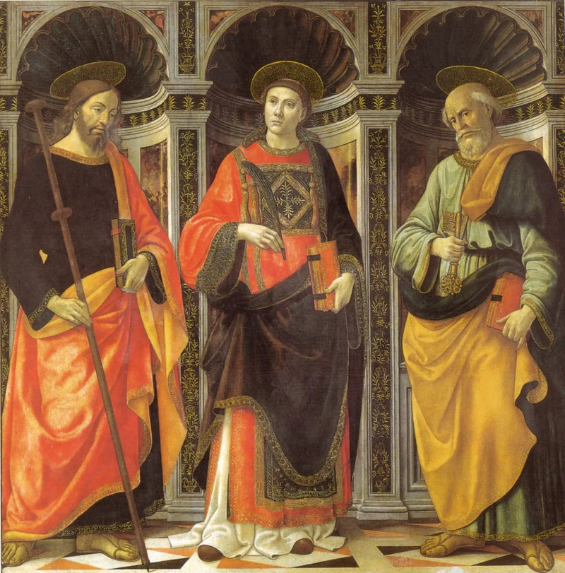 Saint Étienne tra i santi Giacomo e Pietro - Domenico Ghirlandaio