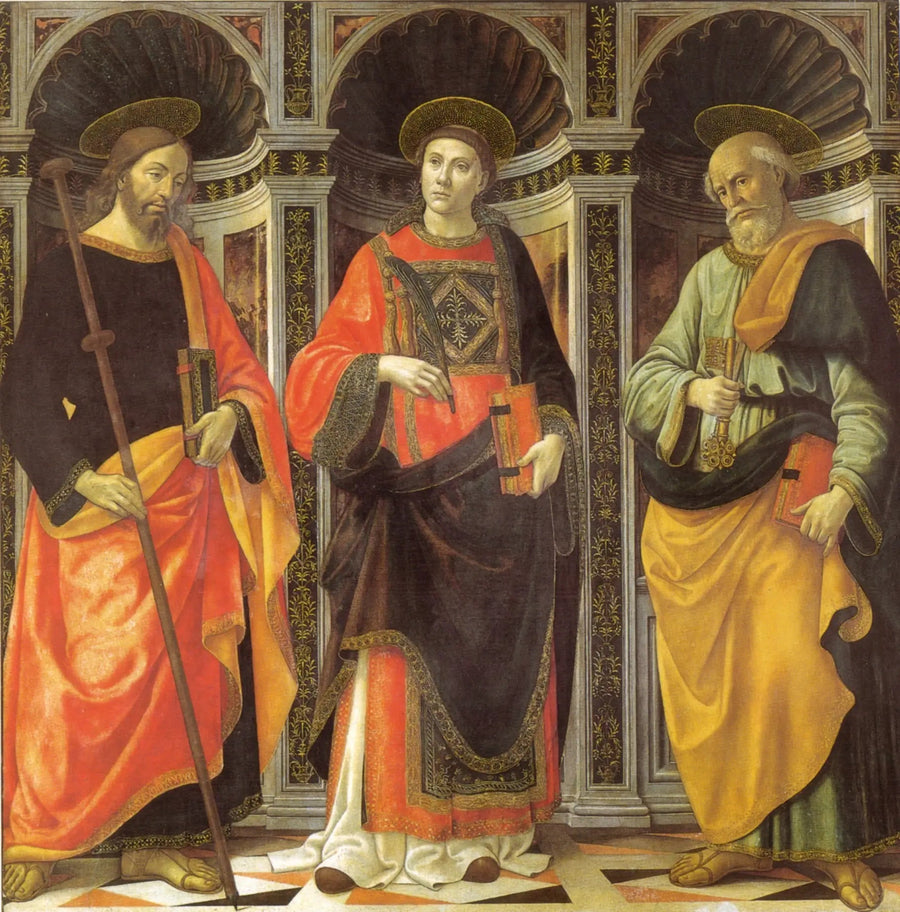 Saint Étienne tra i santi Giacomo e Pietro - Domenico Ghirlandaio