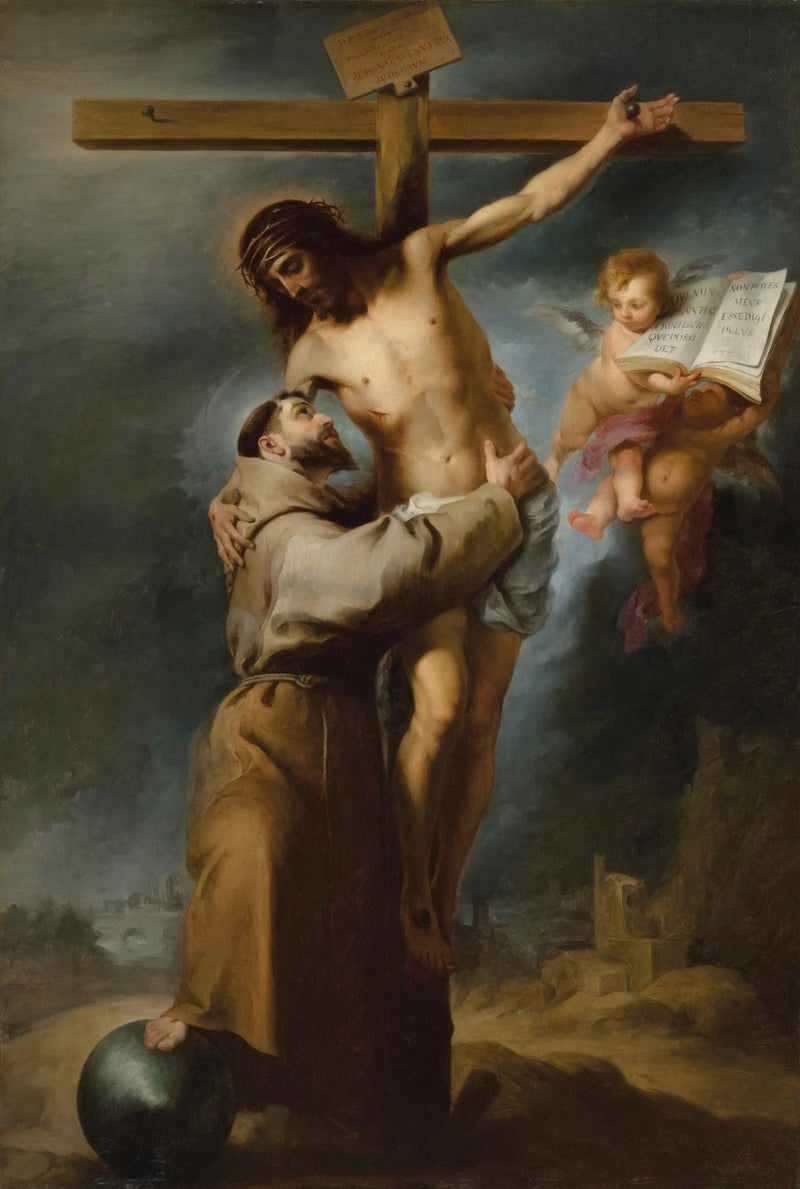 San Francesco d'Assisi che bacia Cristo crocifisso - Bartolomé Esteban Murillo