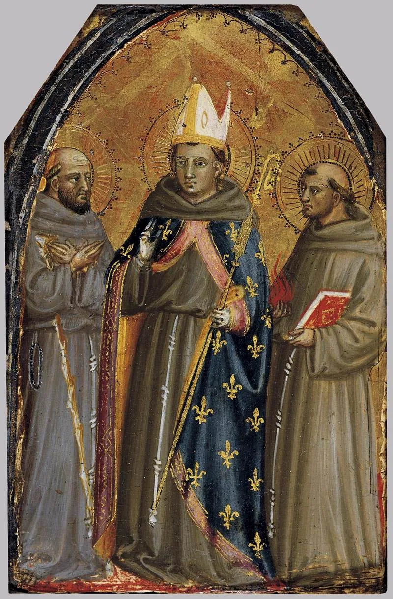 Saint François d'Assise, Saint Louis de Toulouse et Saint Antoine de Padoue - Bicci di Lorenzo image 1 copie de tableau peinte à la main