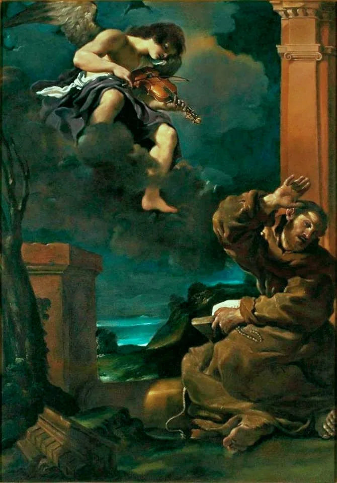 San Francesco in estasi con un angelo musicista - Guercino