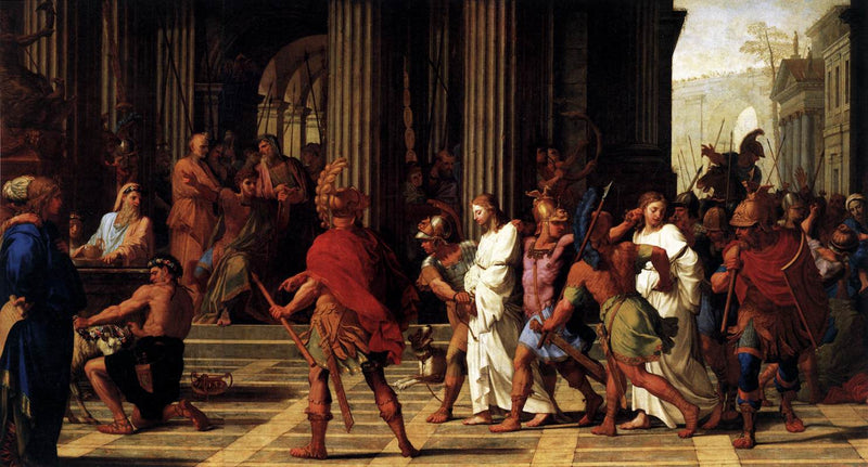 San Gervasio e san Protasio arrivano davanti ad Astazio rifiutando di sacrificare a Giove - Eustache Le Sueur