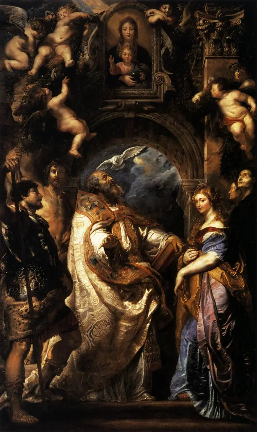 Saint Grégoire le Grand avec des saints - Peter Paul Rubens image 1 tableau peint à l’huile sur toile
