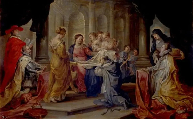 San Ildefonso che riceve la casula della Vergine, in presenza dell'arciduca Alberto e dell'infanta Isabella - Peter Paul Rubens