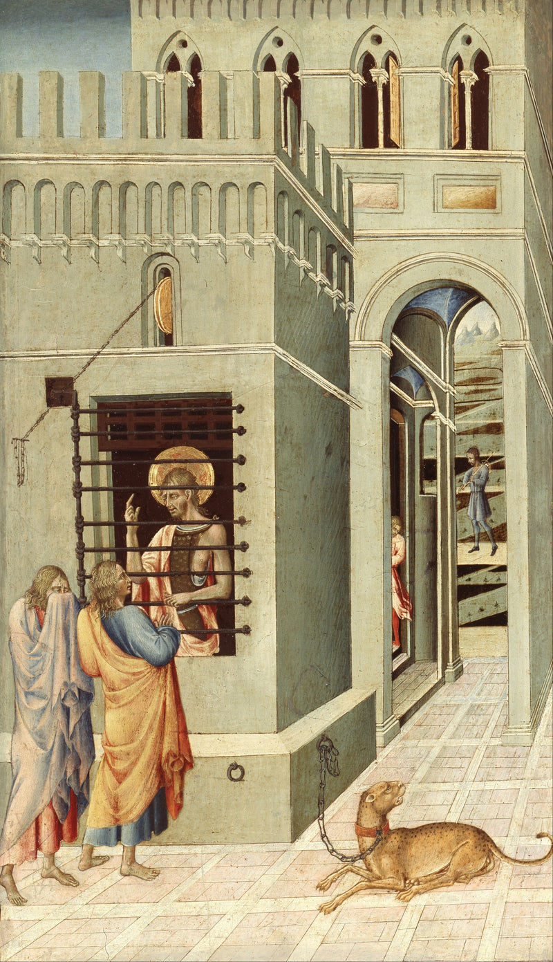 Giovanni di Paolo - San Giovanni Battista in prigione riceve la visita di due discepoli
