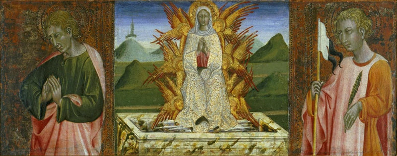 San Giovanni Evangelista, l'Assunzione della Vergine e Sant'Ansano - Giovanni di Paolo