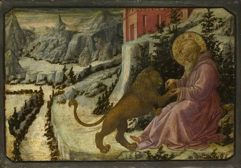 San Girolamo e il Leone: Pannello di predella - Fra Filippo Lippi