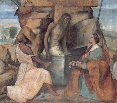 San Girolamo e Santa Dorotea adorano Cristo nella tomba - Alessandro Bonvicino
