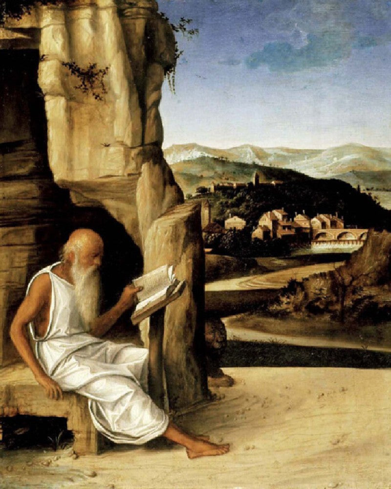 San Girolamo che legge in un paesaggio - Giovanni Bellini