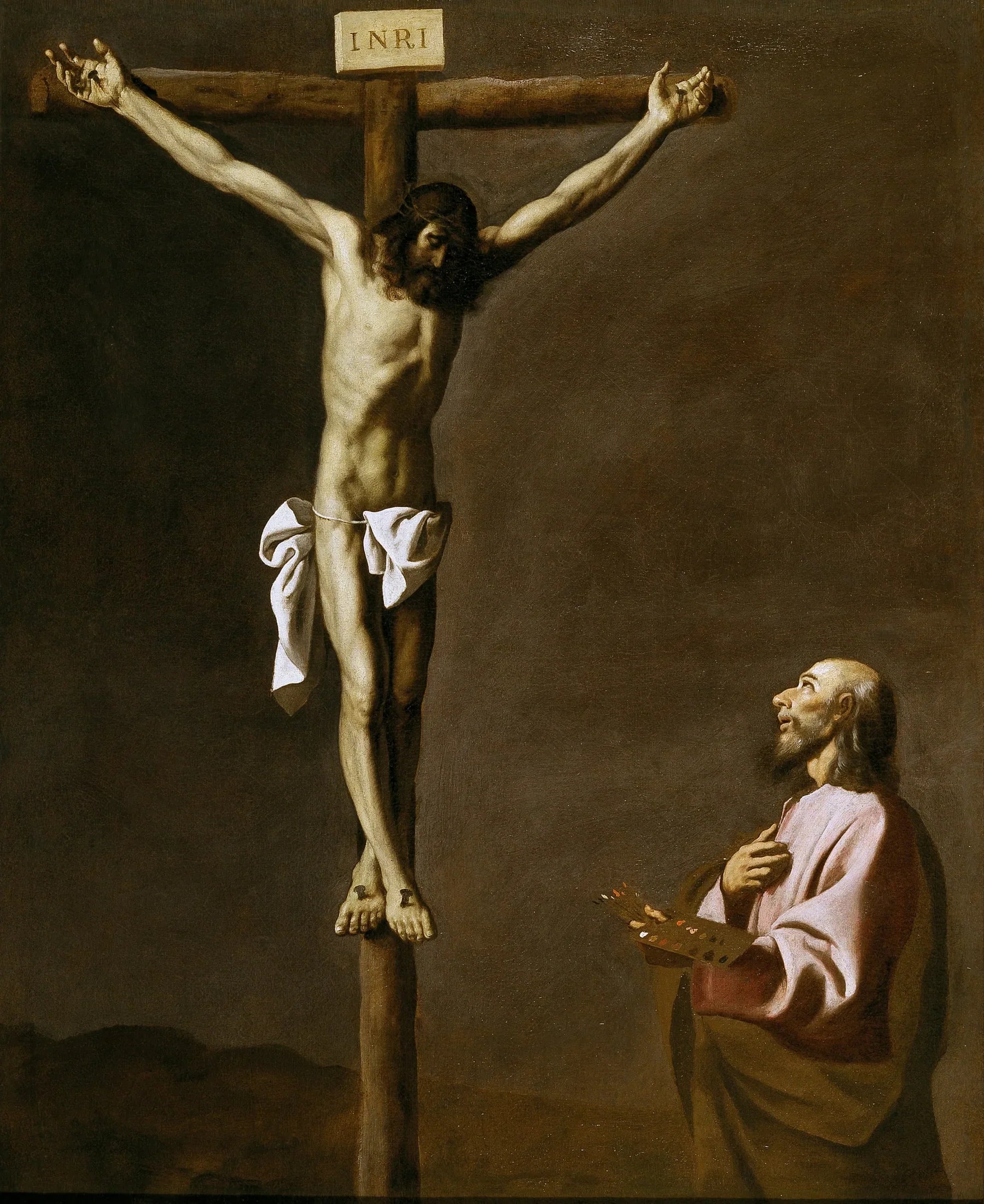 Saint Luc en peintre, devant le Christ en croix - Francisco de Zurbarán image 1 reproduction d’œuvre d’art à l’huile