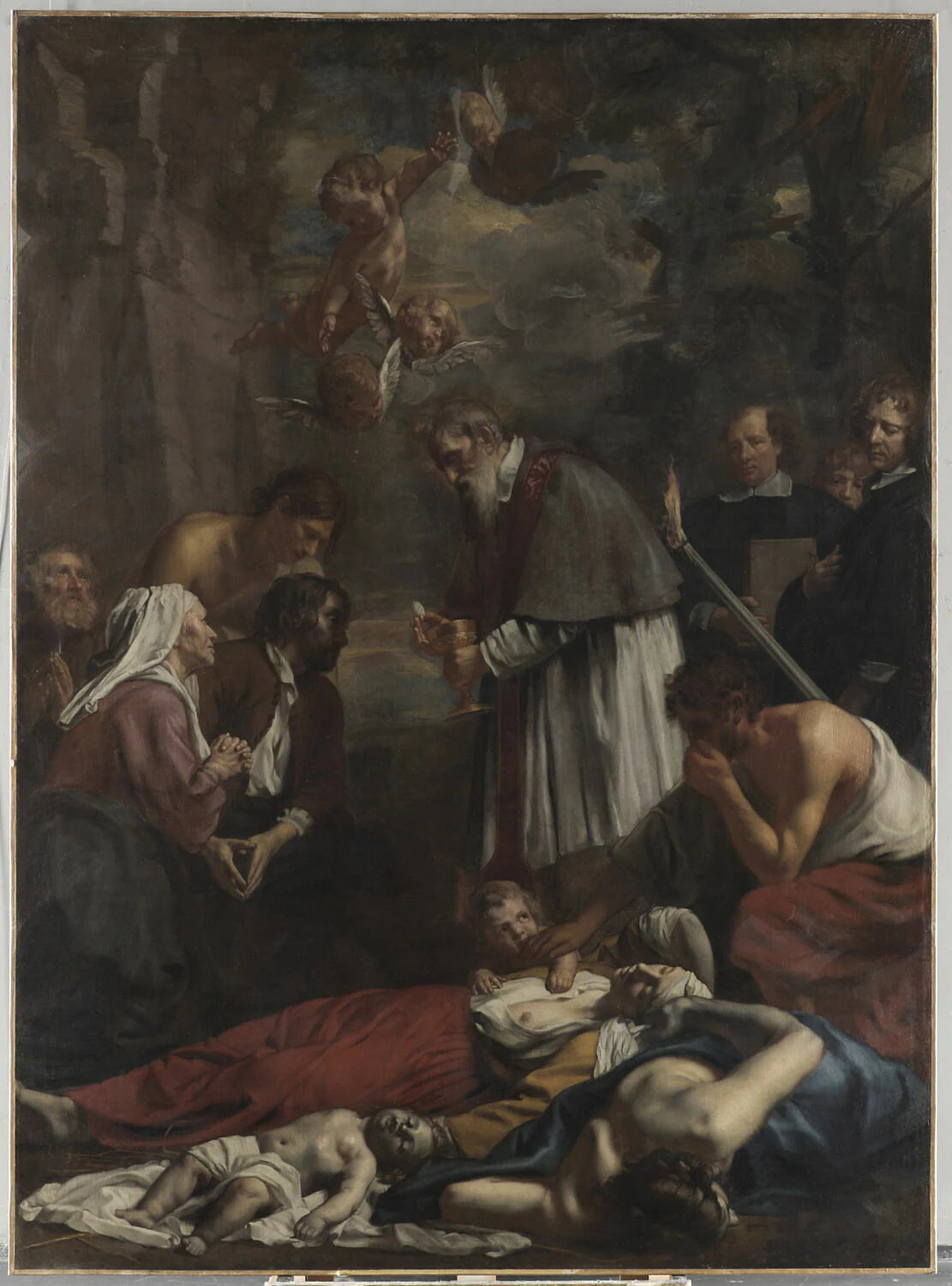 Saint Macaire de Gand donnant la communion aux pestiférés - Jacob II van Oost
